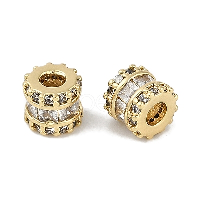 Brass Micro Pave Cubic Zirconia Beads KK-I719-21G-1