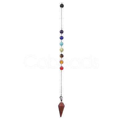 Chakra Synthetic & Natural Mixed Gemstone Pointed Dowsing Pendulums PALLOY-JF02608-02-1