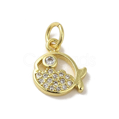 Real 18K Gold Plated Brass Pave Clear Cubic Zirconia Pendants KK-M283-07C-01-1