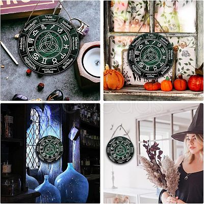 Wood Witch Calendar Hanging Wall Decorations HJEW-WH0027-22-1