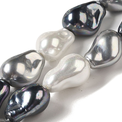 Electroplated Shell Pearl Beads Strands BSHE-M035-01A-03-1