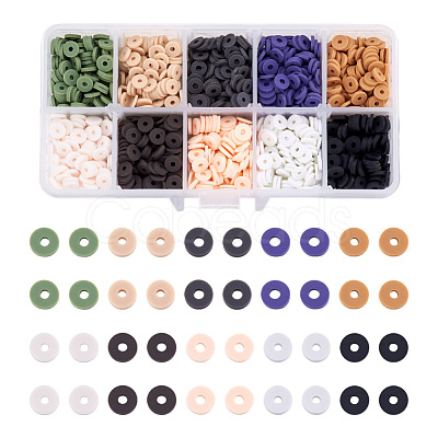 Pandahall 2200~2400Pcs 10 Colors Handmade Polymer Clay Beads CLAY-TA0001-16-1