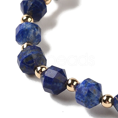 Faceted Natural Lapis Lazuli Stretch Beaded Bracelets BJEW-P318-01G-05-1