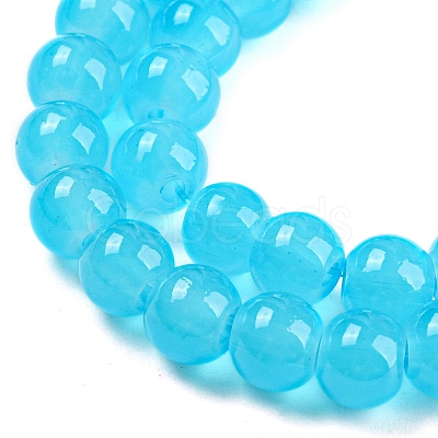 Baking Painted Imitation Jade Glass Round Bead Strands DGLA-Q021-6mm-06-1