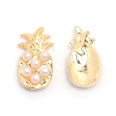 (Clearance Sale)Alloy Cabochons with ABS Plastic Imitation Pearl Beads MRMJ-WH0067-35LG-1