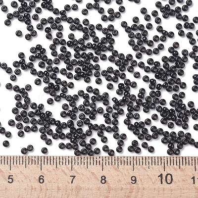 11/0 Glass Seed Beads Black Opaque Colors Diameter 2mm Loose Beads in A Box for DIY Craft SEED-PH0003-01-1