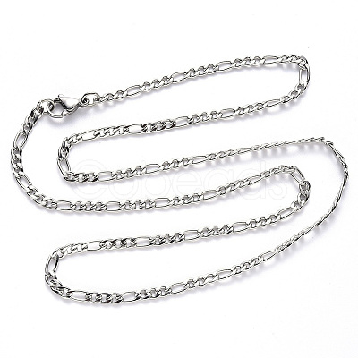 Non-Tarnish 304 Stainless Steel Figaro Chain Necklaces NJEW-S420-003C-P-1