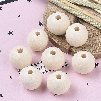 Unfinished Natural Wood Beads X-WOOD-S651-A10mm-LF-1