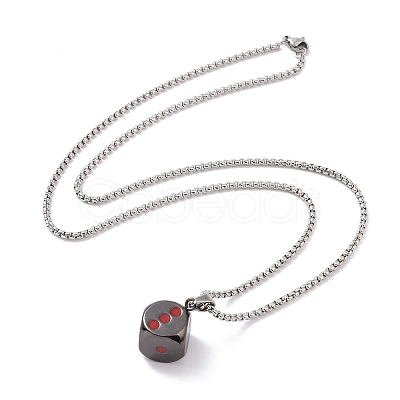 Zinc Alloy with Enamel Dice Pendant Necklaces NJEW-C034-04P-02-1