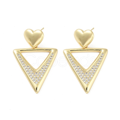 Rack Plating Brass Micro Pave Cubic Zirconia Studs Earrings EJEW-B047-03G-02-1