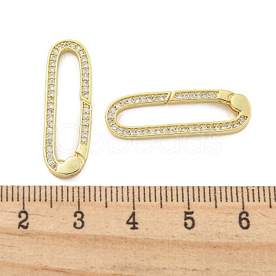 Rack Plating Brass Micro Pave CLear Cubic Zirconia  Spring Gate Clasps KK-Q814-13G-1