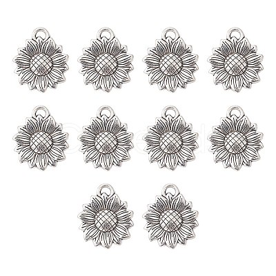 Sunflower Tibetan Style Alloy Pendants TIBEP-YW0001-52AS-1