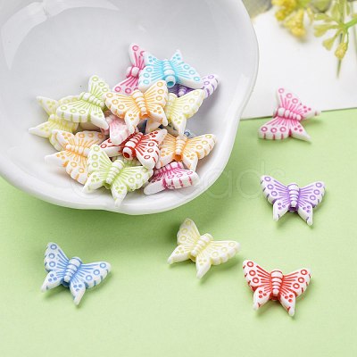 Mixed Color Craft Style Acrylic Butterfly Beads X-MACR-R491-M8-1