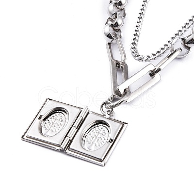 Non-Tarnish 304 Stainless Steel Diffuser Locket Pendant Necklaces NJEW-M181-02P-1