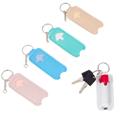 WADORN 5Pcs 5 Colors Portable PU Imitation Leather Chapstick Keychain Holder AJEW-WR0001-37-1