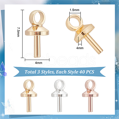 PandaHall Elite 120Pcs 3 Style Brass Peg Bails Pendants Sets KK-PH0010-36-1