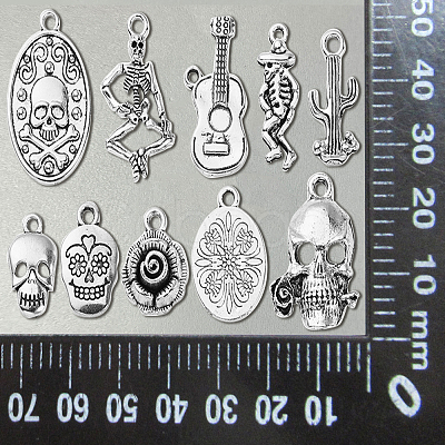 100Pcs 10 Style Tibetan Style Alloy Pendants TIBEP-CJ0001-85-1