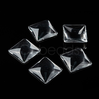 Clear Square Transparent Glass Cabochons X-GGLA-S013-25x25mm-1-1