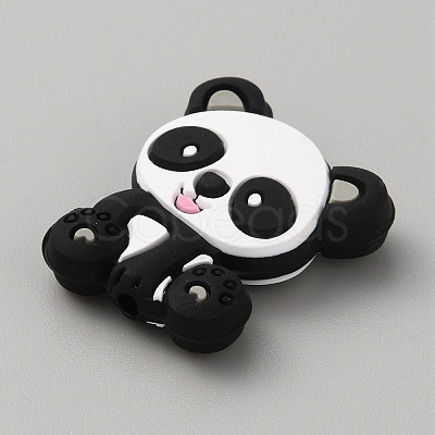 Panda Silicone Beads SIL-WH0002-82B-1