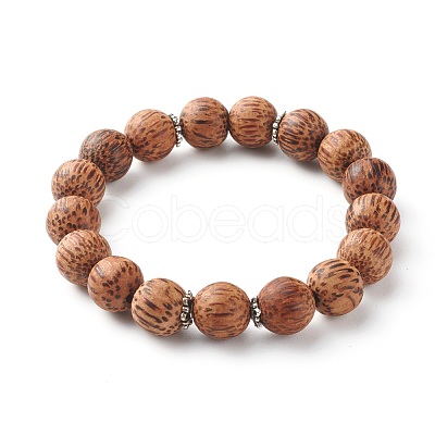 Natural Coconut Wood Beads Stretch Bracelets BJEW-JB06642-02-1