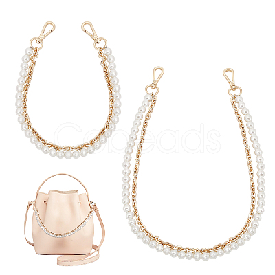 CHGCRAFT 2Pcs 2 Style Plastic Imitation Pearl Beaded Double Strand Bag Handles DIY-CA0005-94-1