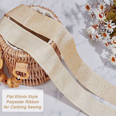 Flat Ethnic Style Polyester Ribbon SRIB-WH0026-13-1