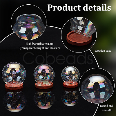 PandaHall Elite 6 Sets 3 Style Iridescent Glass Dome Cover DJEW-PH0001-26B-1