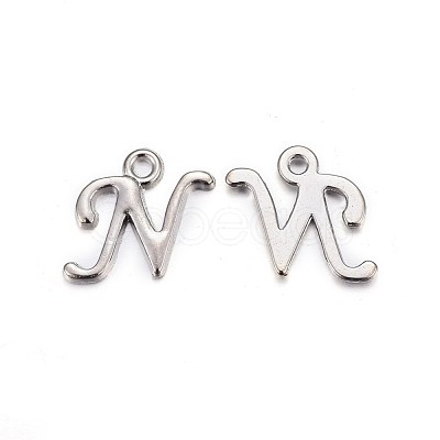 Platinum Plated Alloy Letter Pendants PALLOY-J718-01P-N-1