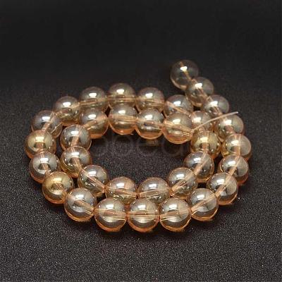 Full Rainbow Plated Round Glass Beads Strands EGLA-I001-10mm-01-1