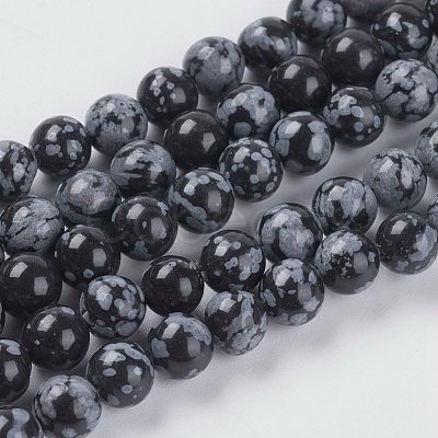 Natural Snowflake Obsidian Beads Strands X-G-G515-6mm-01-1