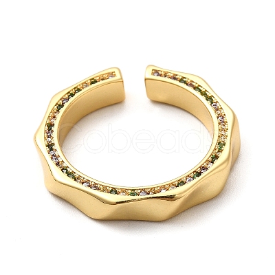 Rack Plating Brass Micro Pave Cubic Zirconia Cuff Rings RJEW-P084-01G-1