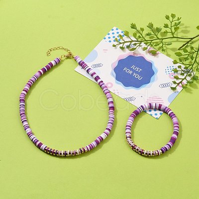 Handmade Polymer Clay Heishi Beads Jewelry Sets SJEW-JS01136-02-1