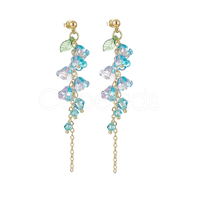 4 Colors Imitation Austrian Crystal Morning Glory Flower Dangle Stud Earrings EJEW-TA00197-1