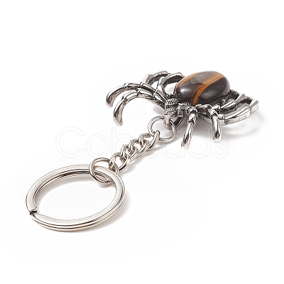 Spider Natural Tiger Eye Pendant Keychain KEYC-C015-01K-1