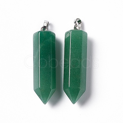 Natural Green Aventurine Double Terminated Pointed Pendants G-G926-01P-02-1