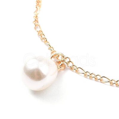 4Pcs 4 Style Alloy Chain Anklets Set with Heart Flat Round and Resin Pearl Charm SJEW-D009-04KCG-1