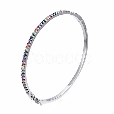 Colorful Cubic Zirconia Classic Tennis Bangle BJEW-S141-04P-NF-1