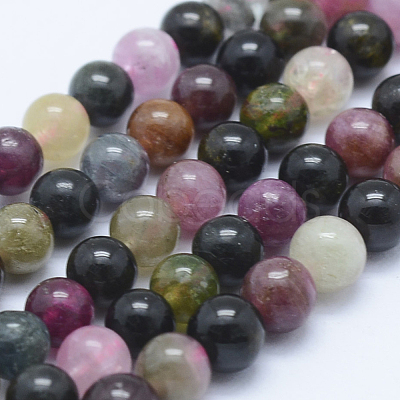 Natural Tourmaline Beads Strands G-J373-08-4mm-1