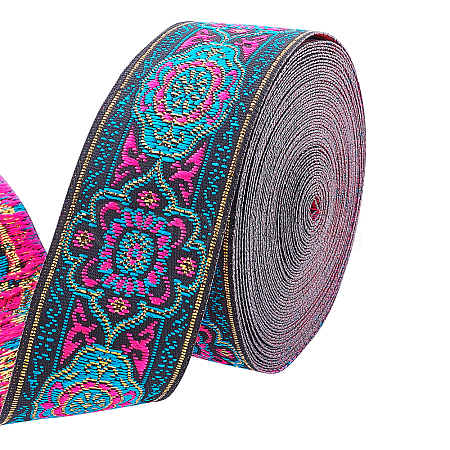 Ethnic Style Embroidery Polyester Ribbon SRIB-WH0007-02D-1