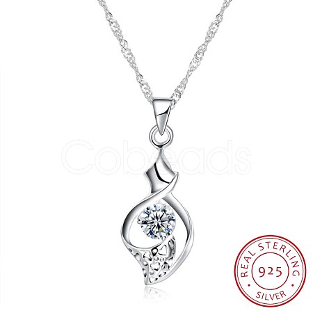 Trendy 925 Sterling Silver Pendant Necklaces NJEW-BB22372-1