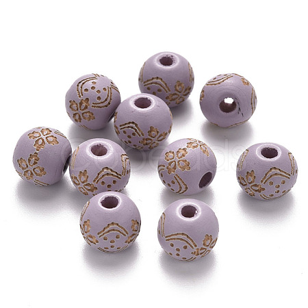 Painted Natural Wood Beads WOOD-N006-03A-12-1