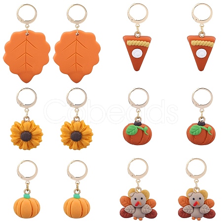 Thanksgiving Day Theme Handmade Polymer Clay Pendant Locking Stitch Markers HJEW-SW00030-1