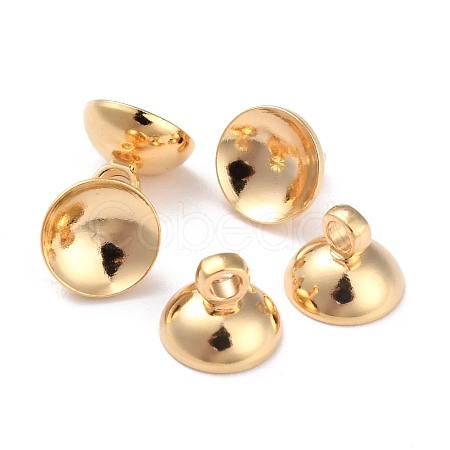 Rack Plating Brass Bead Cap Pendant Bails KK-O139-09B-G-1