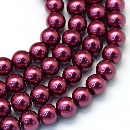 Baking Painted Pearlized Glass Pearl Round Bead Strands X-HY-Q003-10mm-72-1