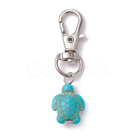 Synthetic Turquoise Tortoise Pendant Decorations HJEW-JM01355-01-1