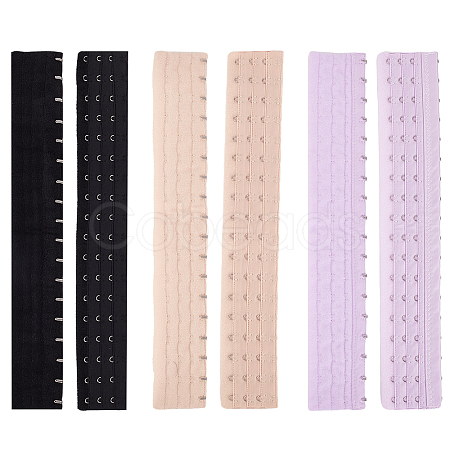 BENECREAT 6Pcs 3 Colors Polyester Women's 3 Rows x 18 Hooks Longline Corset Bra Extender FIND-BC0004-22-1