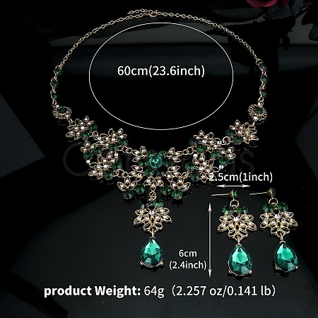 Alloy & Rhinestone Studs Earrings & Necklaces Set PW-WG1364A-04-1