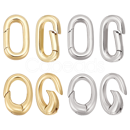 BENECREAT 8Pcs 4 Styles Brass Spring Gate Rings KK-BC0013-66-1