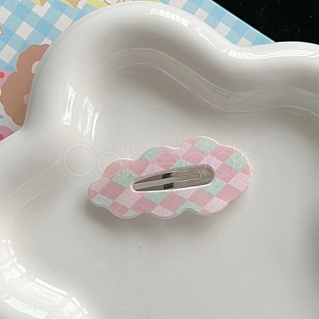 Cloud Shape Sweet Cute Plaid Hair Clip PW-WG20423-02-1