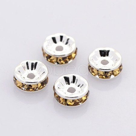 Brass Rhinestone Spacer Beads RB-A014-Z8mm-14S-NF-1